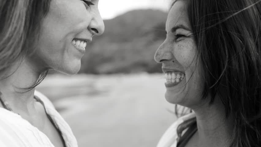Gay lesbian couple enjoy together outside. LGBTQ relationships and valentine