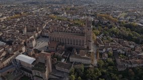 Drone video Sainte-Cécile Cathedral, Cathédrale Sainte-Cécile Albi France Europe