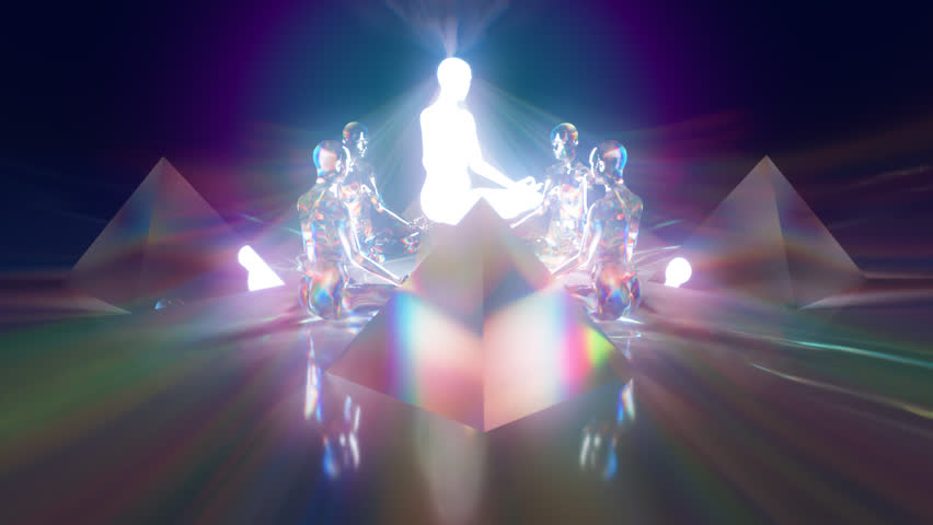 looped 3d animation. yogis meditate on the guru, being aware of their inner light Royalty-Free Stock Footage #1111691945