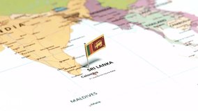 Sri Lanka Map with National Flag