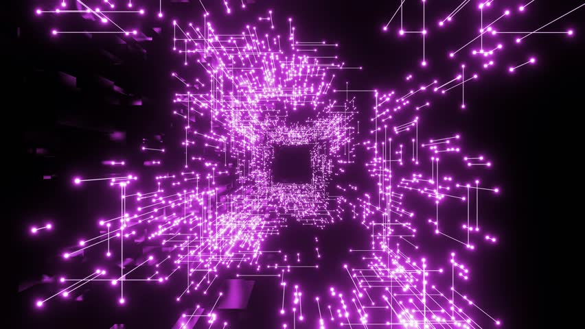 Seamless loop abstract global digital network. Purple Network connection structure. Digital background with dots. Big data visualization. space travel, music performance. animation. stage visual | Shutterstock HD Video #1111703881