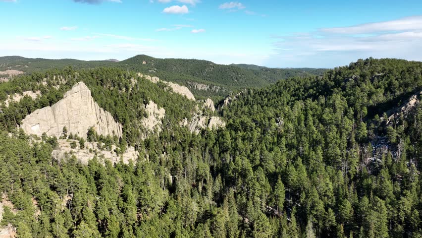 Aerial of the amazing landscape of the Black Hills in South Dakota.