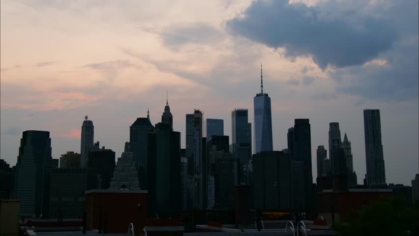 Day to night time lapse shot of Manhattan skyline, New York City, USA Royalty-Free Stock Footage #1111742011