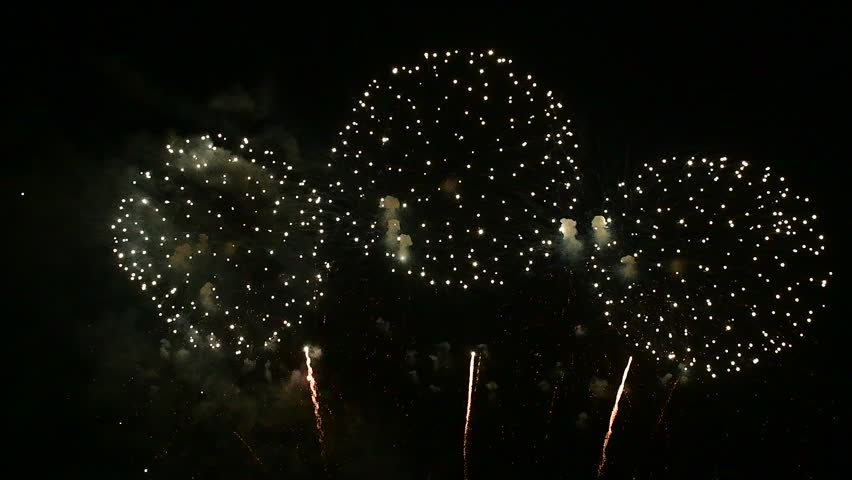 Fireworks show in different pattern styles and color tone at Pattaya in Thailand on Nov 24-25, 2023.