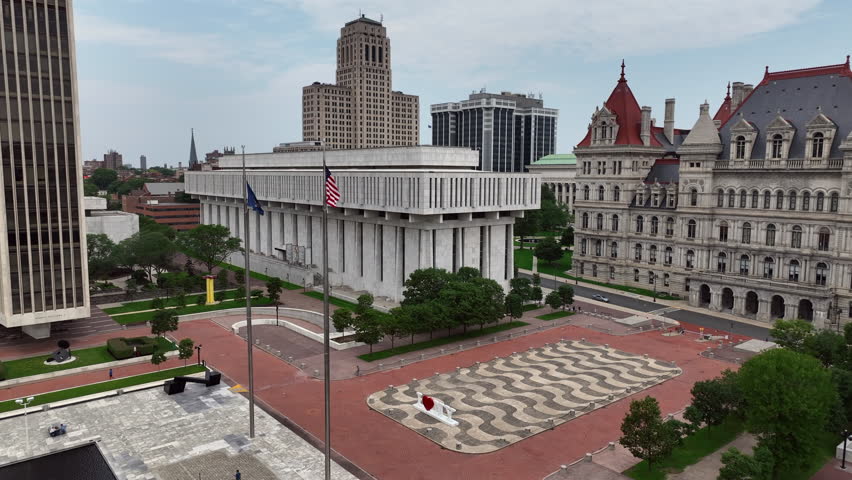 Aerial view of Albany, capital city of New York.