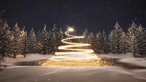 3D Animated Scene Of Fireworks Illuminates Forest Rushing Through To Lake Spiralling To Form Christmas Tree Shape. - Powered by Shutterstock - Get 15% off with code: PIKWIZARD15