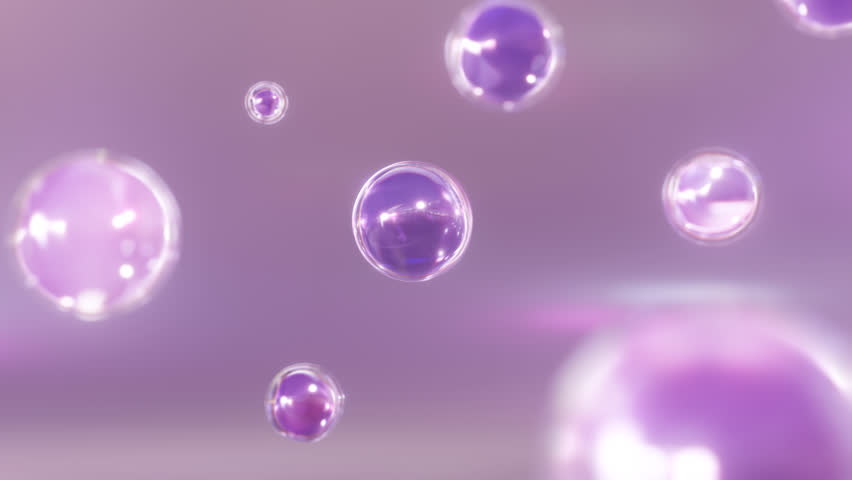 The elements of Macro Shots combine to create a serum. essentials of cosmetics serum design. Superb macro shot of several Bubbles in the water. 3D animation.