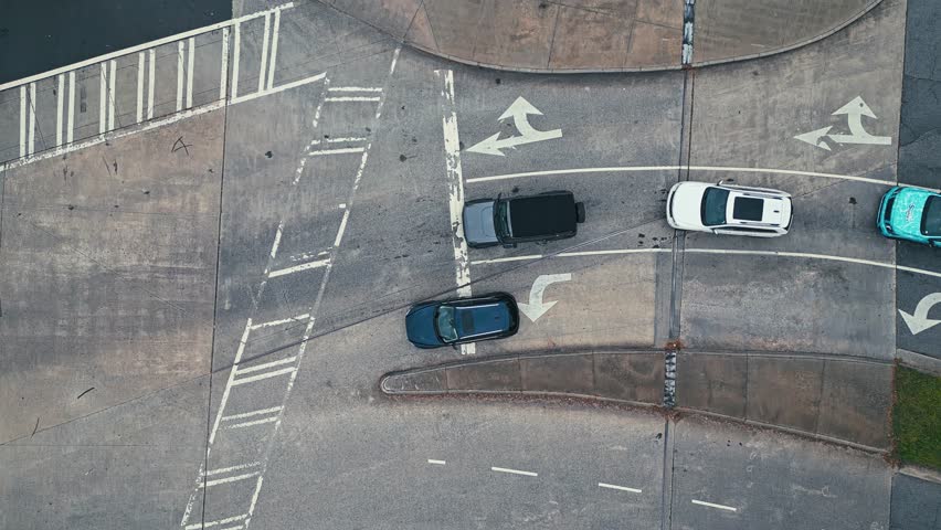 Aerial top down shot of parking cars on rail tracks of metro station in Atlanta City - flyover | Shutterstock HD Video #1111756335