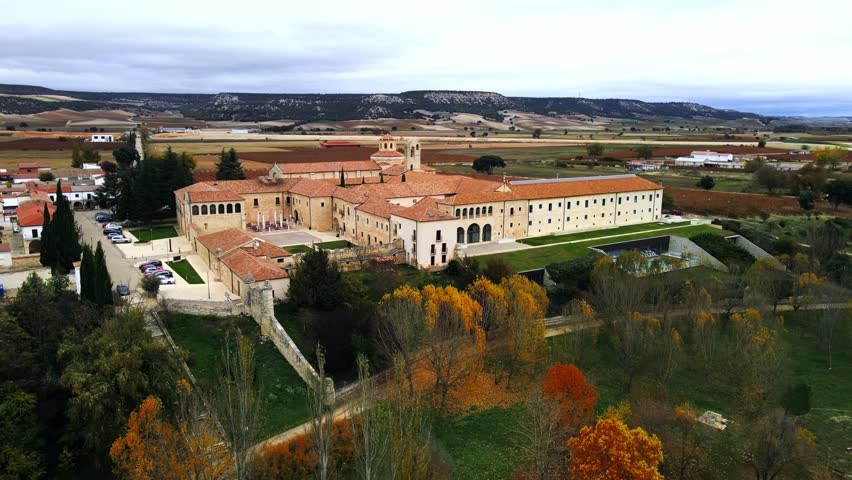 Vineyard ancient cloisters elegance and charm in perfect harmony with nature in the morning, place for recharge batteries done from drone. | Shutterstock HD Video #1111758111