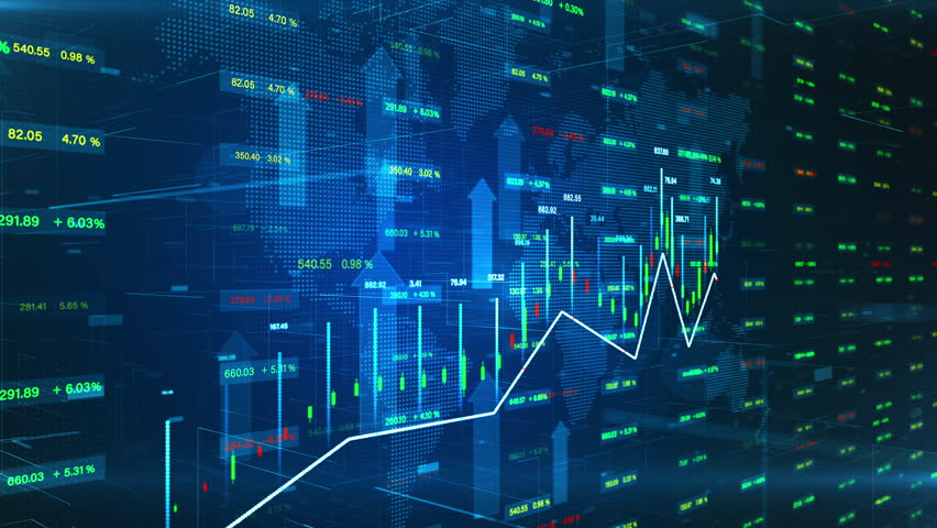 Global financial investment, Stock market up arrow, and candlestick on blue background. Financial data Information for Trading and business investment | Shutterstock HD Video #1111761223