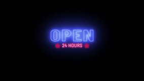 Neon Sign Open 24 Hours Blue And Red Color Animation On Black Background - Powered by Shutterstock - Get 15% off with code: PIKWIZARD15