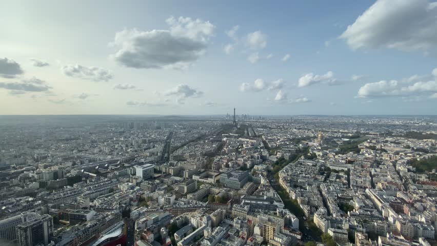 Panorama of Paris from above. Aerial View on Eiffel Tower and Champ de Mars | Shutterstock HD Video #1111768033