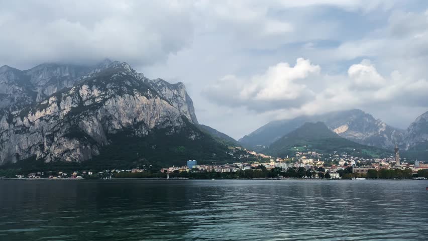 Beautiful view of the mountains and como lake in lecco italy. Malgrate lecco in italy | Shutterstock HD Video #1111768037
