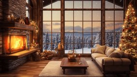 cozy room interior with christmas tree and candles and fireplace, christmas decoration, seamless loop, 4k - Powered by Shutterstock - Get 15% off with code: PIKWIZARD15