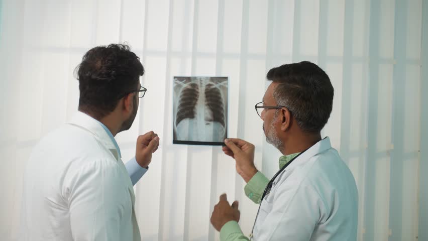 Two Indian Doctors discussing from x-ray or medical report at hospital - concept of healthcare professionals, specialist advice and collaboration. | Shutterstock HD Video #1111779497