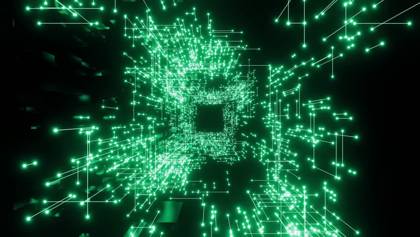 Seamless loop abstract global digital network. Green Network connection structure. Digital background with dots. Big data visualization. space travel, music performance. animation. stage visual | Shutterstock HD Video #1111785503