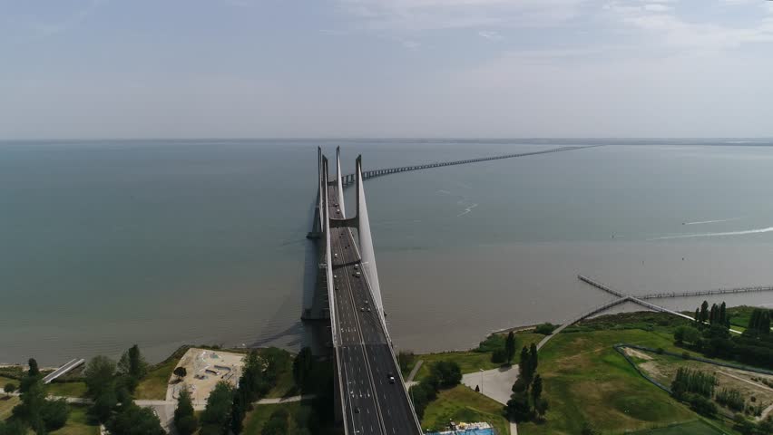 Ponte Vasco da Gama, Lisbon, Portugal 4k Aerial View | Shutterstock HD Video #1111792975