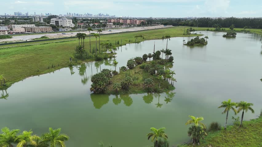 Aerial view of Lagoon near a horse race track | Shutterstock HD Video #1111792987