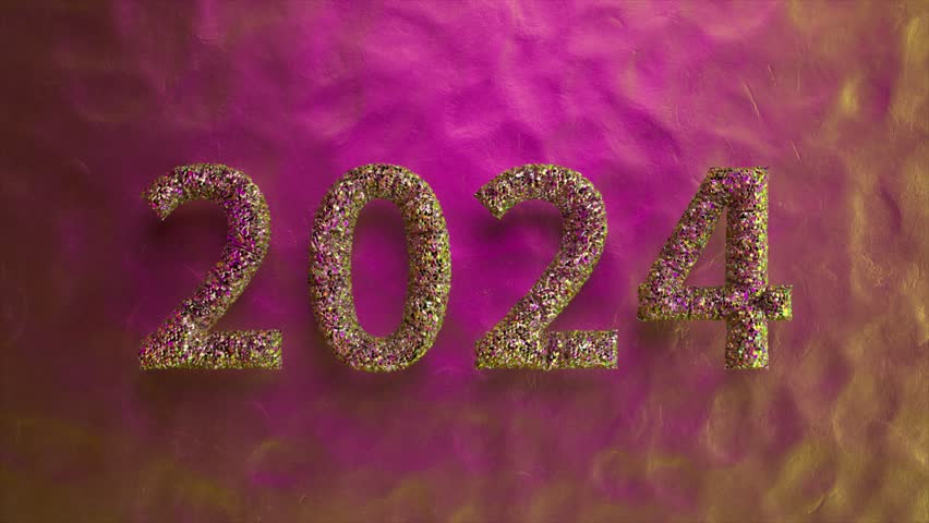 Sparkling pink 2024 numerals on a textured backdrop, ideal for celebratory events and New Year's themes, 3D animation. 3D Illustration | Shutterstock HD Video #1111795231