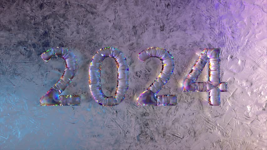 Iridescent 2024 balloons on a frosty texture, conveying a futuristic and celebratory mood for the New Year, 3D animation. 3D Illustration | Shutterstock HD Video #1111795243