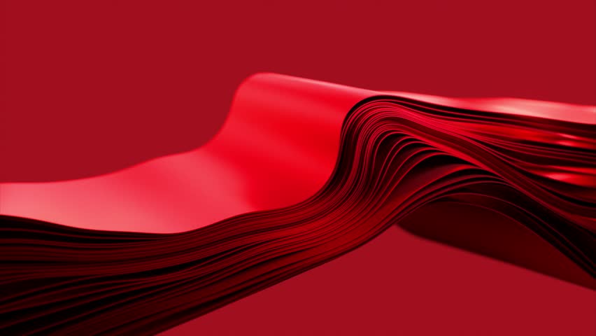 Vivid red abstract 3D ribbon swirling in space. 3D animation with a fluid, glossy finish. | Shutterstock HD Video #1111795355