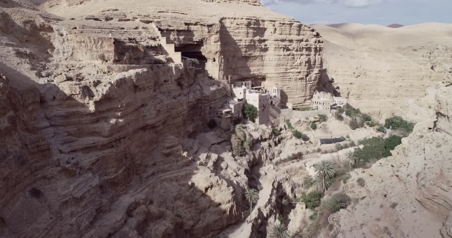 Prat River in Israel. Wadi Qelt valley in the West Bank, originating near Jerusalem and running into the Jordan River near Jericho and the Dead Sea. Nahal Prat, in Judaean Desert.