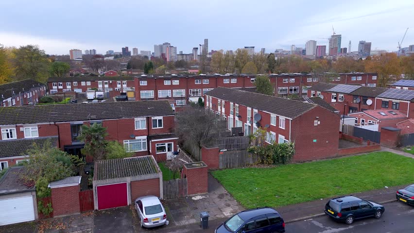 Birmingham Suburban Vista with Modern Flats and Urban City Backdrop Royalty-Free Stock Footage #1111797115