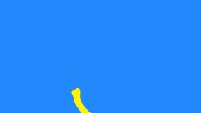 Banana peel fills the blue screen. Video transition with bright fruit in 4K with alpha channel. Stock video with a yellow shape for changing frames.