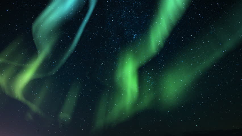 Aurora Green in Starry Sky Loop | Shutterstock HD Video #1111799819