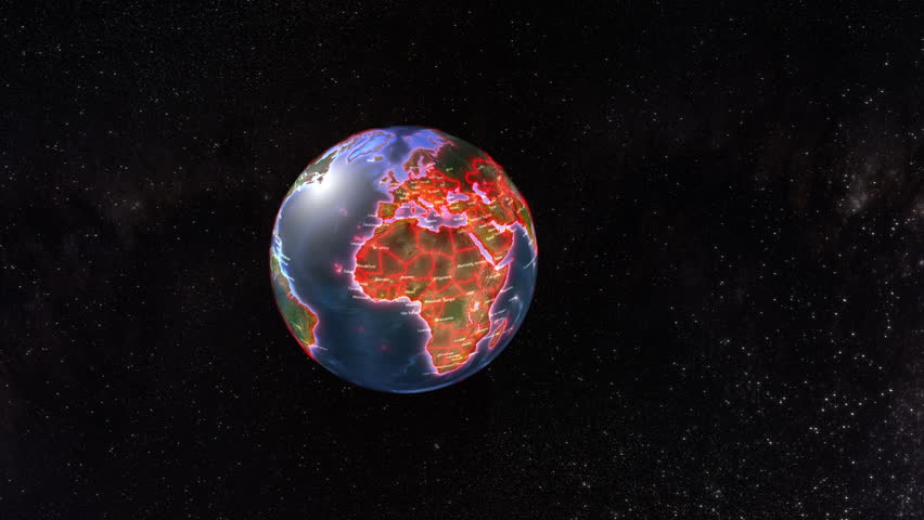 3d Earth Digital Connected Network Background. World borders with Light Lines. Spinning Futuristic Earth Globe Looping Animation. High quality 4k footage | Shutterstock HD Video #1111801141