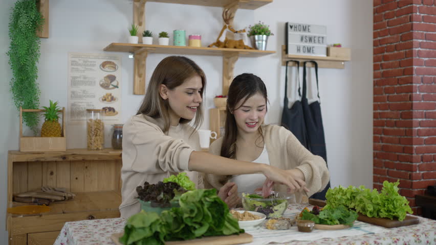 Pretty woman is livestreaming for sell healthy food. Vlogging and healthy lifestyle concept. | Shutterstock HD Video #1111802619