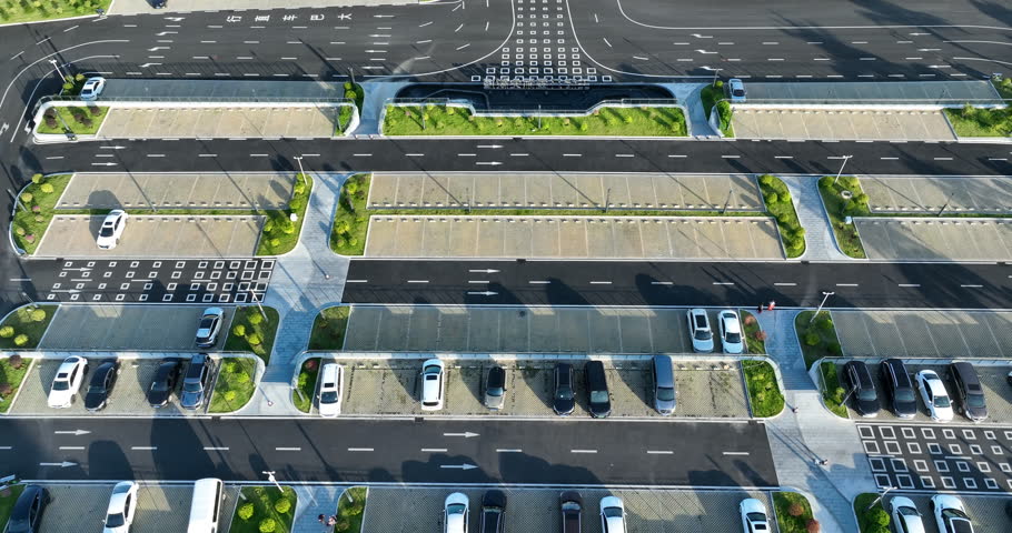 Aerial view of outdoor parking lot | Shutterstock HD Video #1111803657