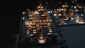 Airplane Technology in Pilot Cabin on Plane Control Panel Closeup. Local Aircraft is Ready for Flight at Dark Night Time. Close-Up View on Many Buttons and Operate Switches to Use in Aviator Cockpit - Powered by Shutterstock - Get 15% off with code: PIKWIZARD15