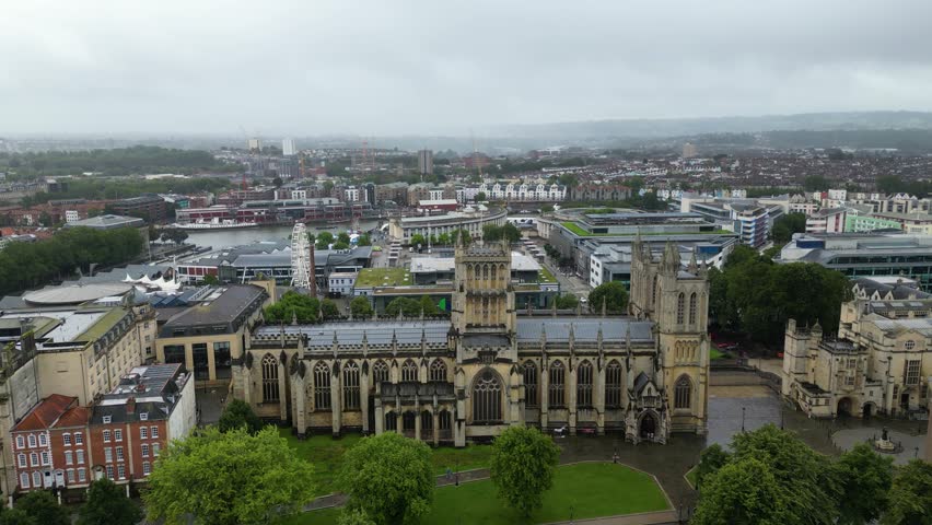 Aerial shot of Bristol Cathedral, England, United Kingdom