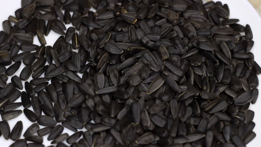 Sunflower seeds seeds close up. Loop rotation. Background rotates plate with sunflower seeds | Shutterstock HD Video #1111811643