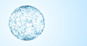 Blue dots and lines fly in the sphere plexus effect looped video animation