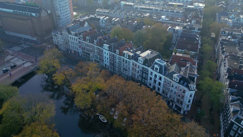 Seeing houses in Amsterdam from the canal and air | Shutterstock HD Video #1111817075