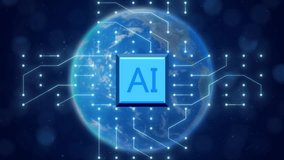 Futuristic AI Activation: Glowing Blue World Globe with Circuitry and Technology Elements - Powered by Shutterstock - Get 15% off with code: PIKWIZARD15