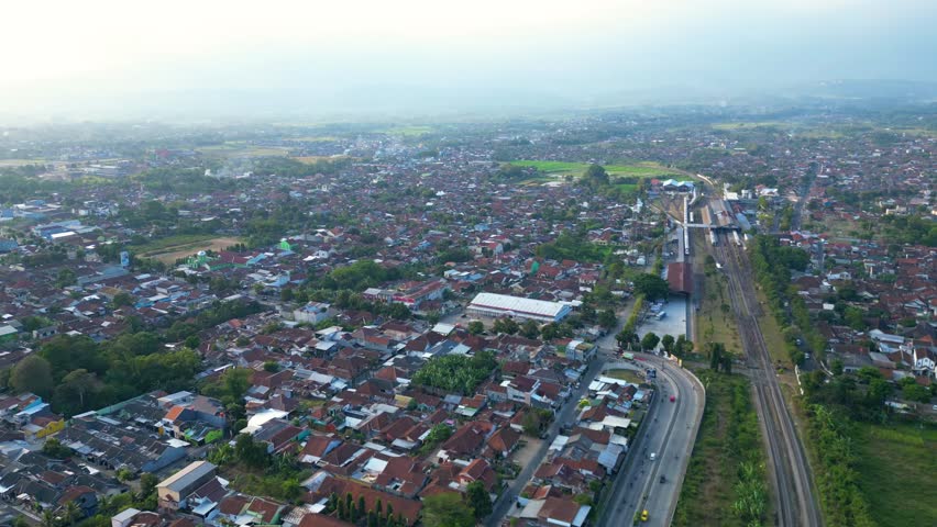 Established Aerial View of Purwokerto Train Station. Banyumas. Indonesia