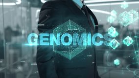 Genomics- businessman working with virtual reality at office. - Powered by Shutterstock - Get 15% off with code: PIKWIZARD15