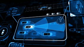 Self-driving car system. Driverless car infographics. Futuristic smart sensing system. Futuristic Interface. Holographic Display. - Powered by Shutterstock - Get 15% off with code: PIKWIZARD15