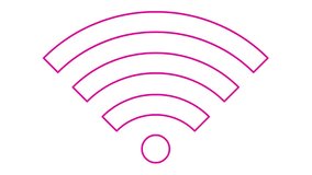 Animated pink icon of Wi-Fi. Linear magenta symbol. Looped video. Vector illustration isolated on white background.