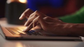 An African girl student uses a laptop or computer and quickly types on the keyboard in touch typing mode. A lady is texting a coursework or dissertation. A businesswoman enters reminder notes into - Powered by Shutterstock - Get 15% off with code: PIKWIZARD15