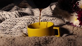 Making fresh coffee in Cafetiere medium shot slow motion 4k selective focus - Powered by Shutterstock - Get 15% off with code: PIKWIZARD15