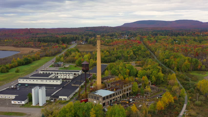 Aerial view of an abandoned factory in upstate New York.