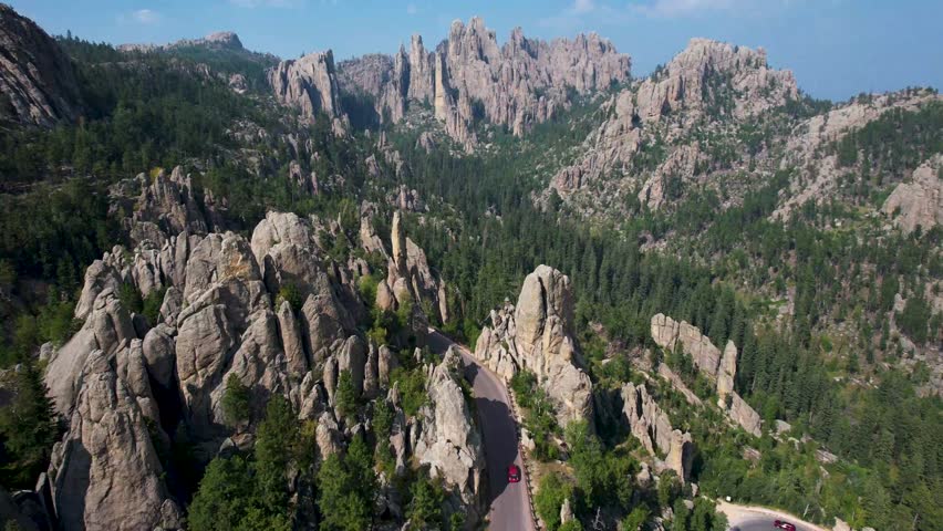 Needles Scenic bypass road in Custer State Park South Dakota mountains