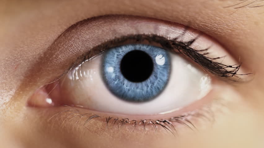 Macro Shot of Eye Pupil Opening with Beautiful Blue Iris. Zoom in to an Infinite Black Background and Zoom out to Macro Close up. Healthy Eyesight concept.  | Shutterstock HD Video #1111838893