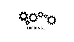 Gears bar loading in progress animation. Rotating of black gears isolated on alpha channel transparent background