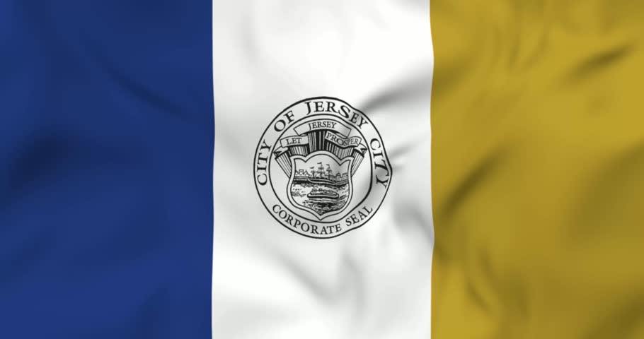 Waving flag of Jersey city in New Jersey USA. 3d animation in 4k resolution video.