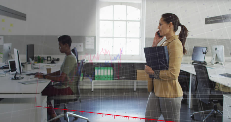 Animation of financial data processing over diverse people in office. Global business, computing, digital interface and data processing concept digitally generated video. | Shutterstock HD Video #1111844091